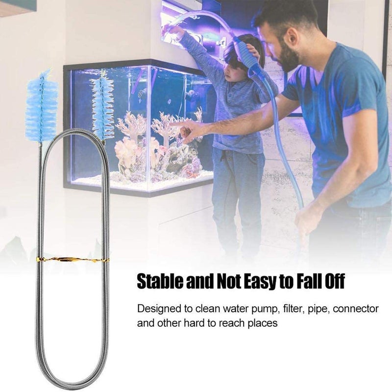 desin Flexible Drain Brush, Nylon Cleaner Double Ended Elastic Hose Pipe 67-inch and 2 PCS 8.2-inch Straw Cleaning Brush (Blue) - Image 4